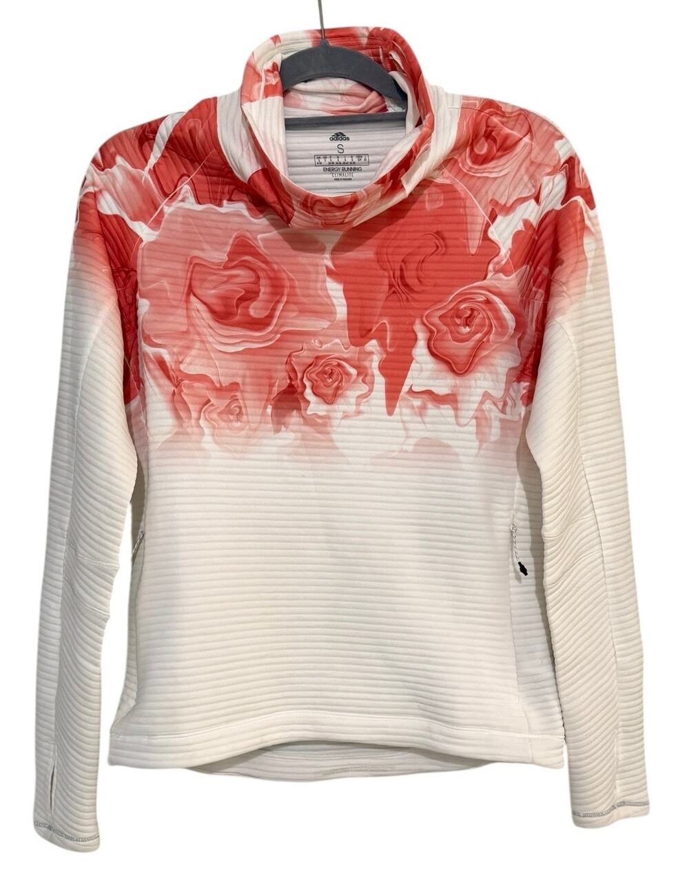 Adidas Women’s S White Orange Climalite Pullover Sweatshirt Running Top Gym